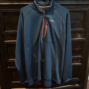 Orvis Men's Trout Bum Half-Zip Teal and Orange size Large Jacket